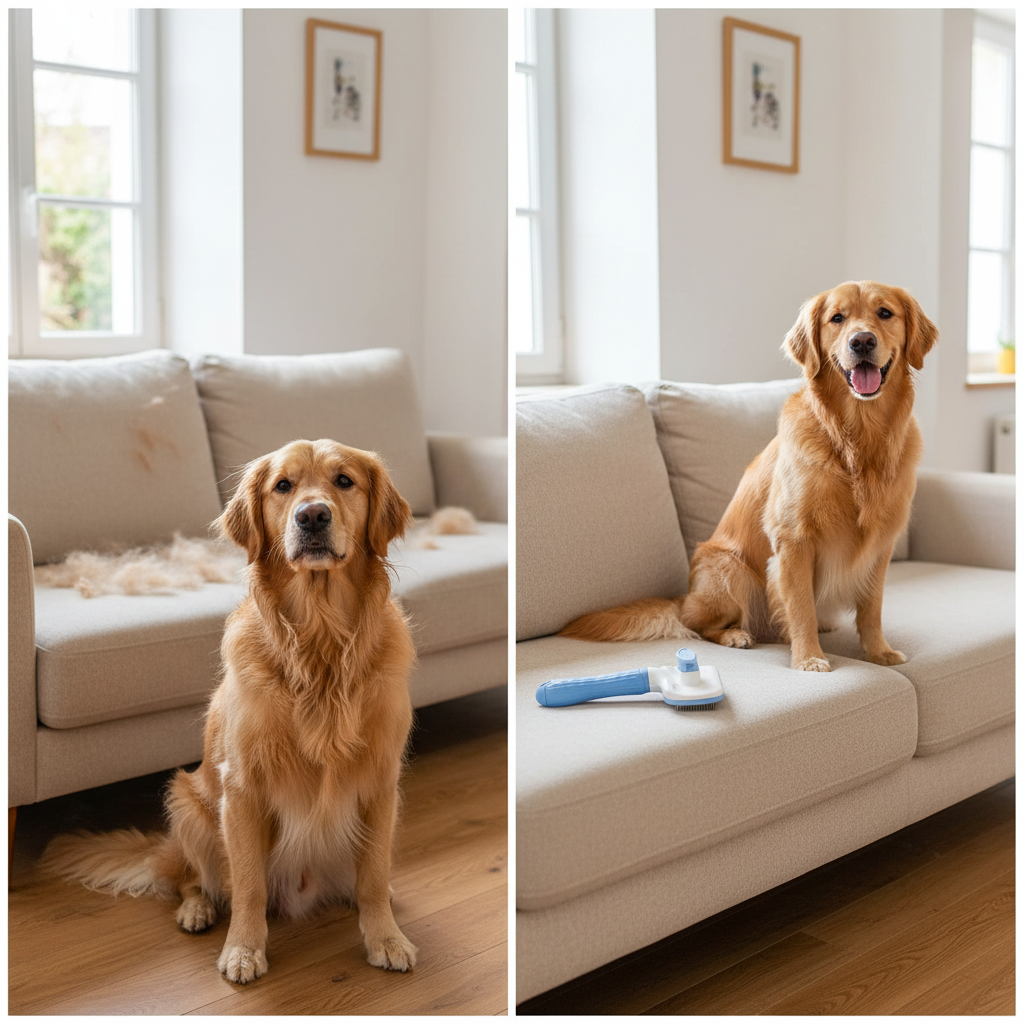 Avant et après réaliste - Canapé propre grâce au brossage