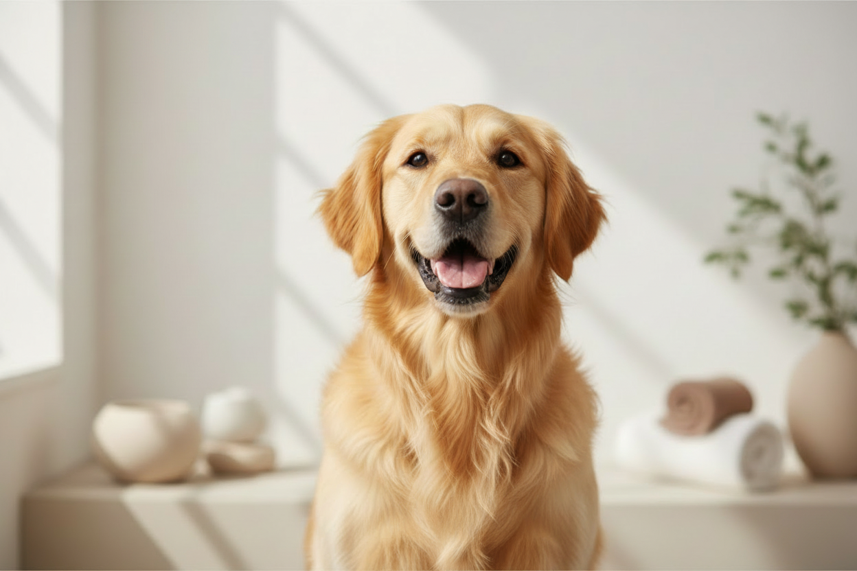 Chien golden retriever soigné - Doggie Clean, toilettage et soins premium pour chiens