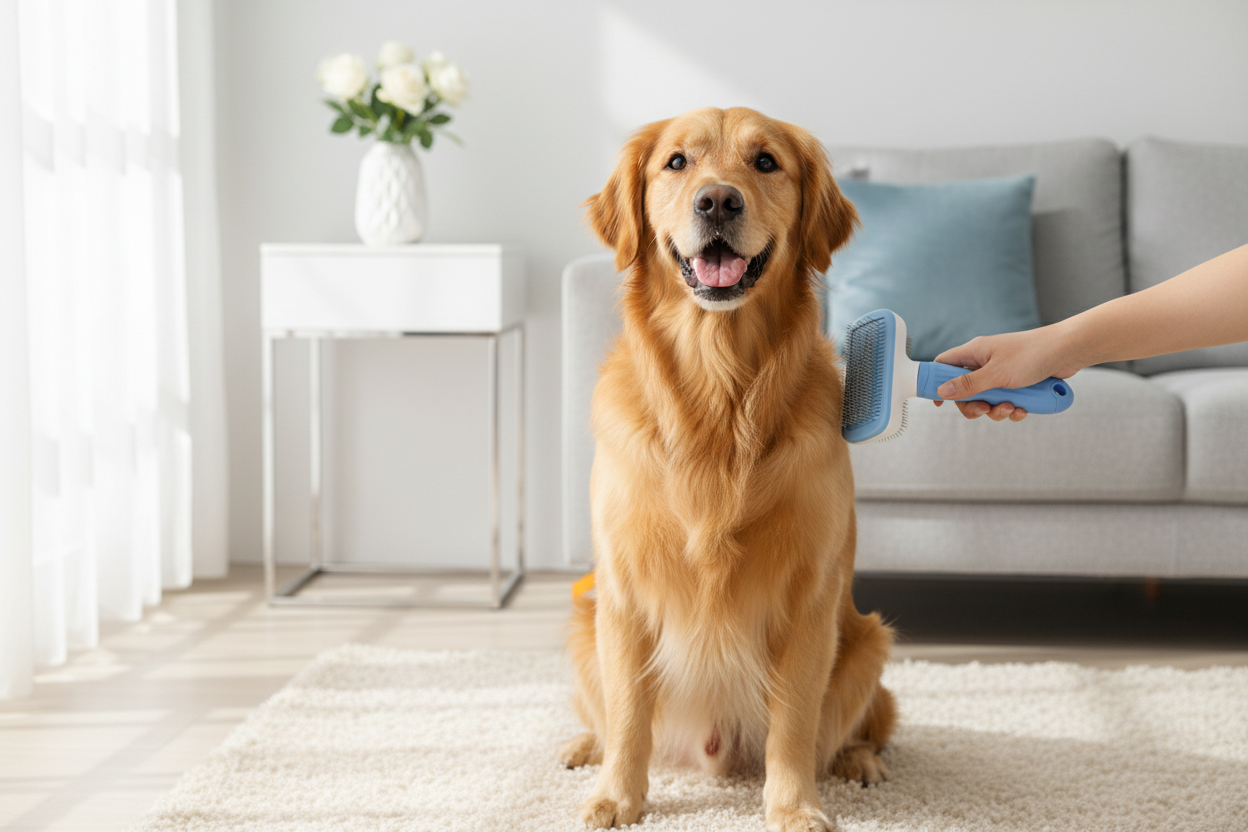 Bannière premium Doggie Clean - Avec votre vraie brosse bleue et blanche