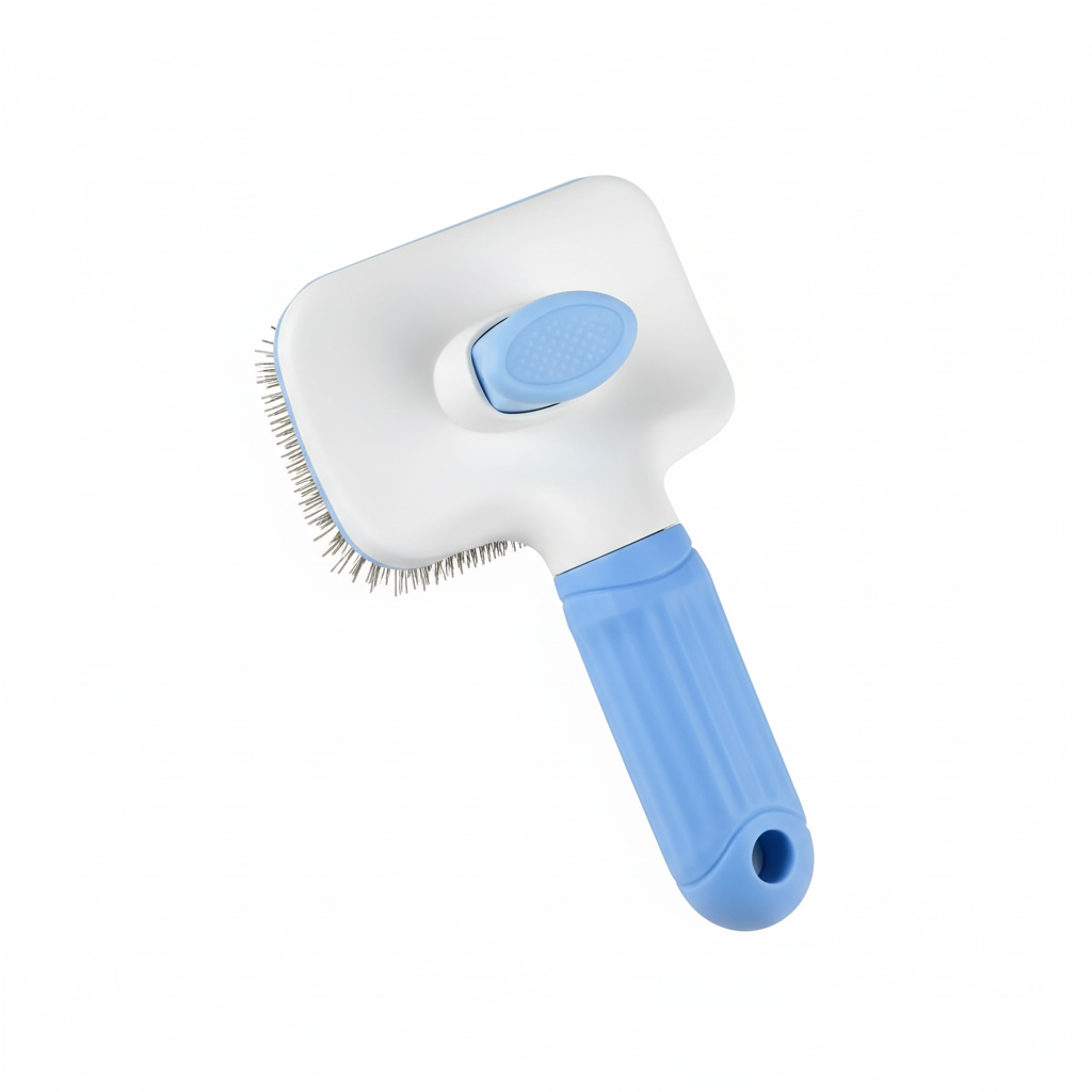 Vue de profil avec arrière blanc et bouton ovale bleu